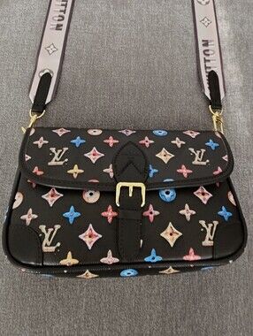 Multicolor Monogram Crossbody Bag with Canvas Strap ✨️